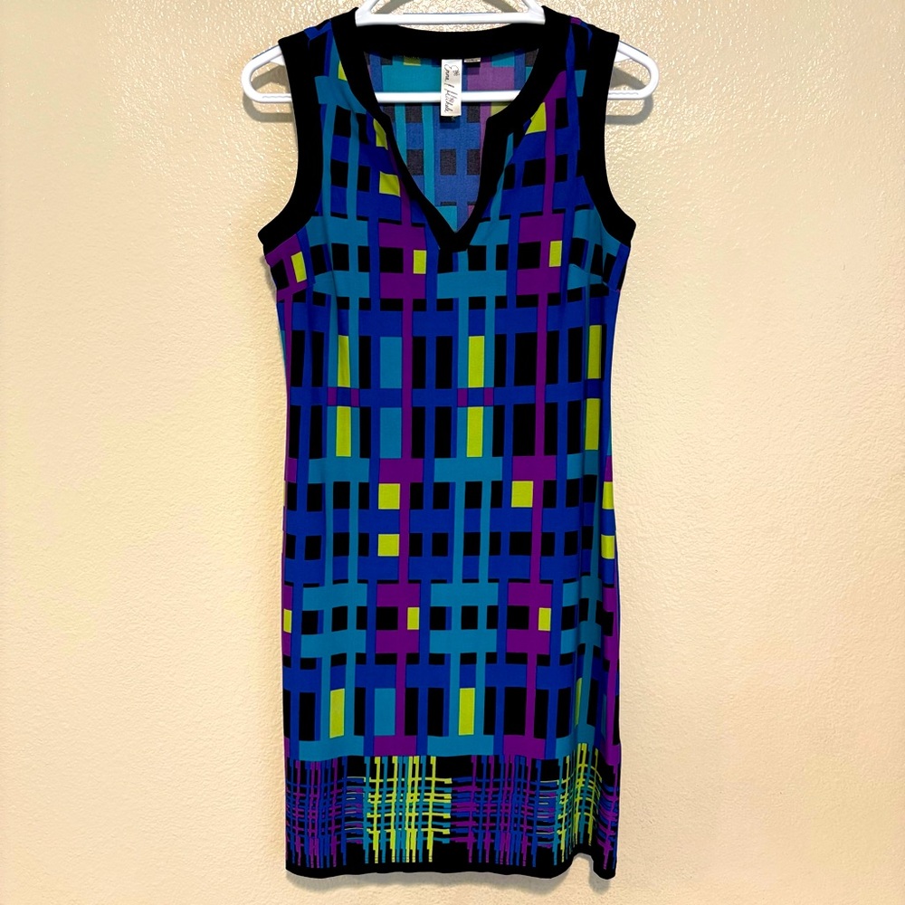 Emma & Michele Geometric Multicolor Sleeveless Dress Size Small